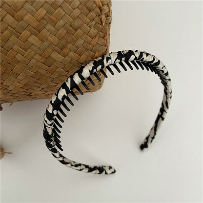 Leopard prints ruched headband with teeth
