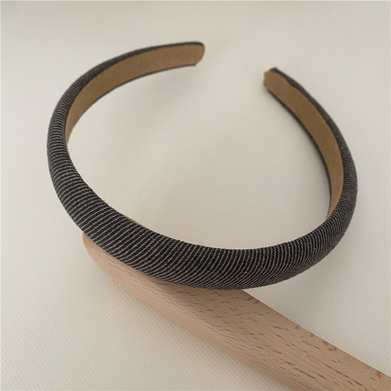 Thinly padded ribbed cotton plain colour headband