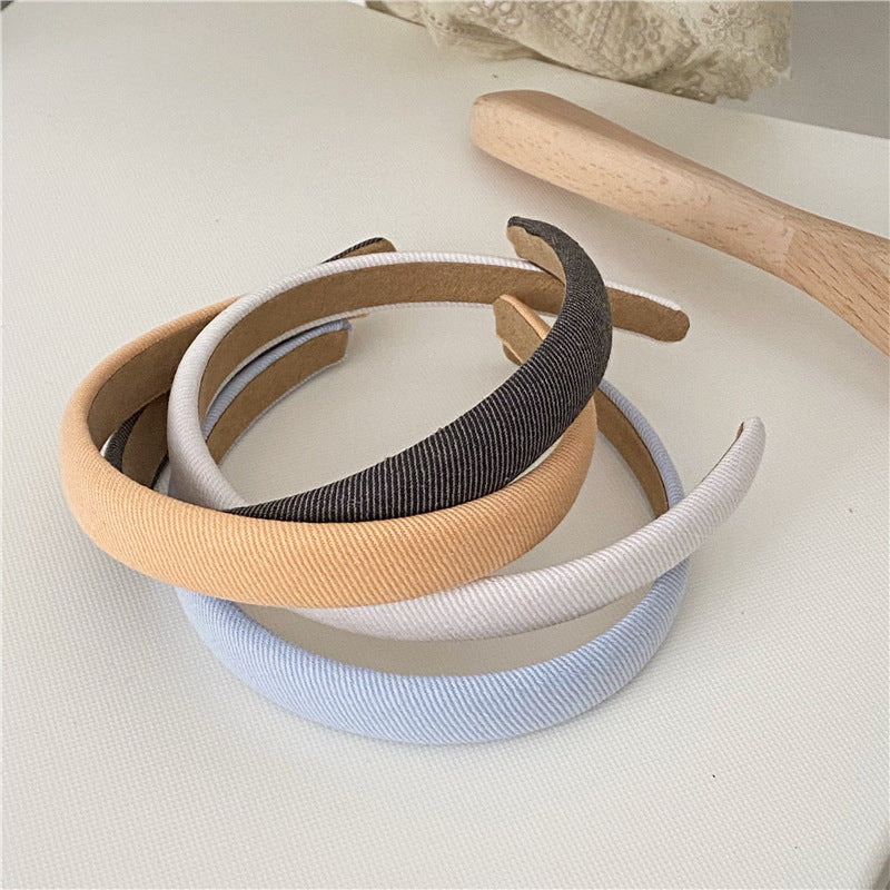 Thinly padded ribbed cotton plain colour headband