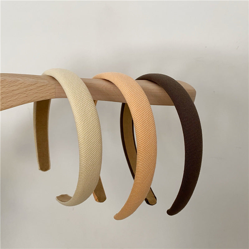 Thinly padded ribbed cotton plain colour headband