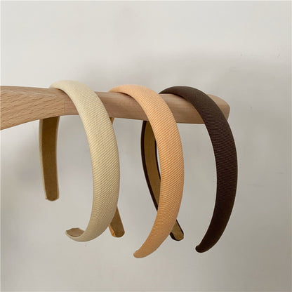 Thinly padded ribbed cotton plain colour headband