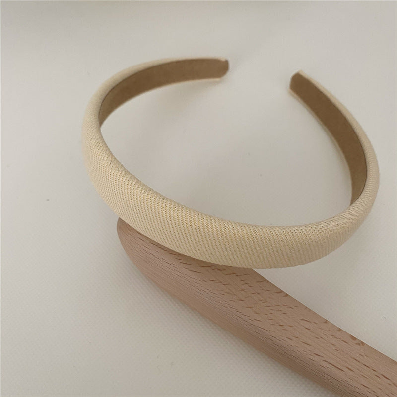 Thinly padded ribbed cotton plain colour headband