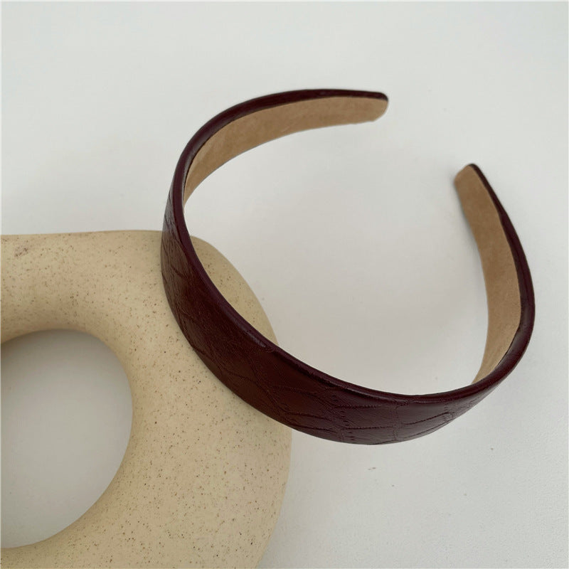 Stone patterned plain colours leather headband