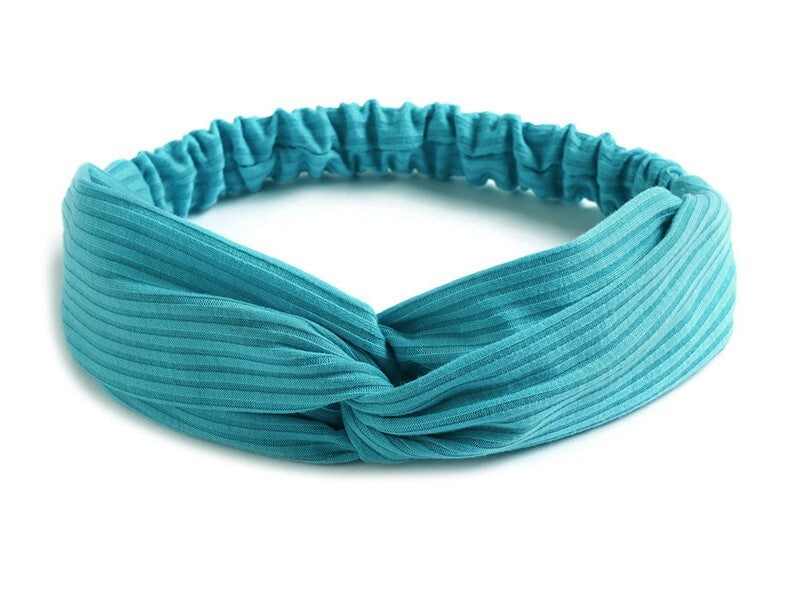 Twist front ribbed cotton elastic headband