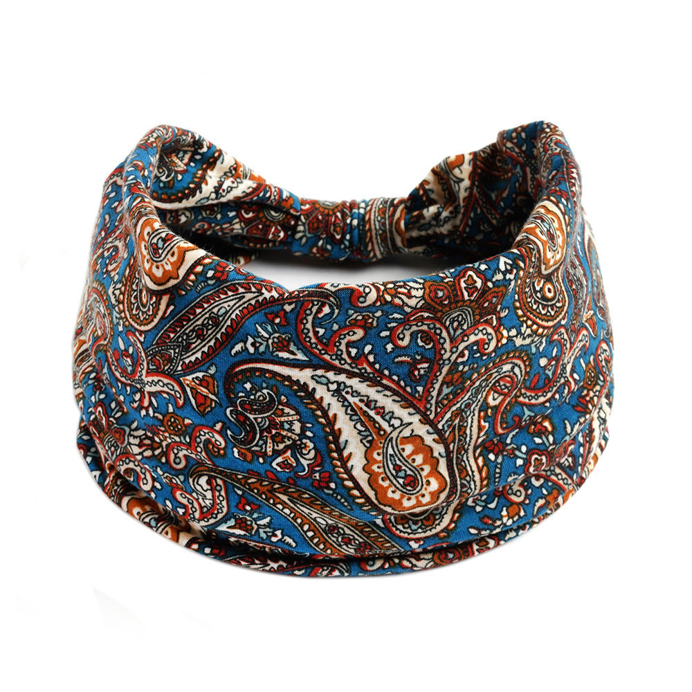2-way multi-coloured paisley print knotted bandanna headband