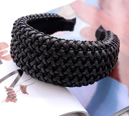 6.5cm-wide black braided leather headband
