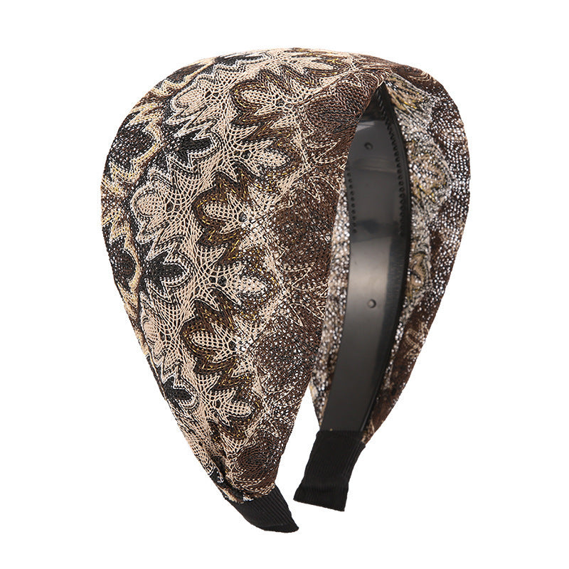 8cm wide floral stitched lace headband