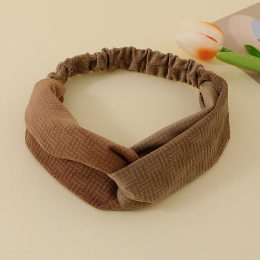 Kids velvet elastic headband in light brown