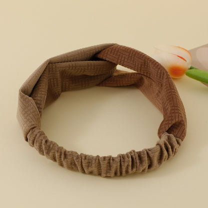 Kids velvet elastic headband in light brown