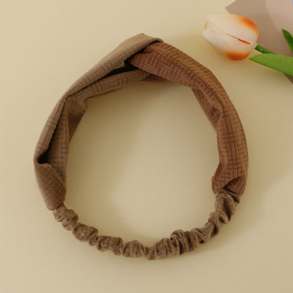 Kids velvet elastic headband in light brown