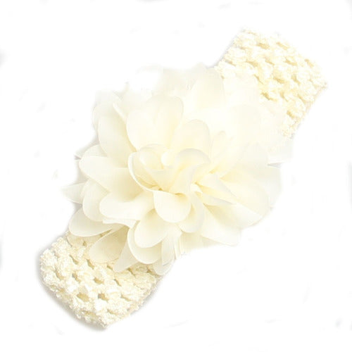 Chiffon large flower lace stretch headband