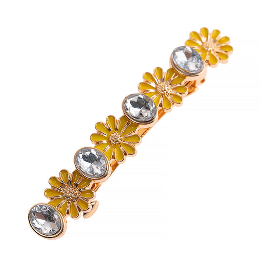 Rhinestones daisy metal hair barrette