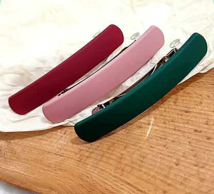 Slim rectangle matte resin hair barrette