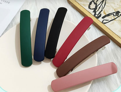 Slim rectangle matte resin hair barrette