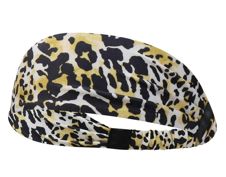 Leopard patterned sporty elastic bandanna hair band