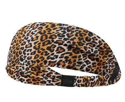 Leopard patterned sporty elastic bandanna hair band