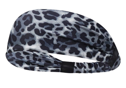 Leopard patterned sporty elastic bandanna hair band