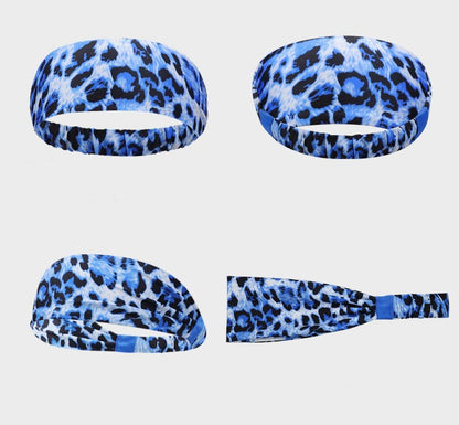 Leopard patterned sporty elastic bandanna hair band