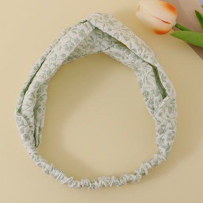 Twist top embroidery floral elastic headband