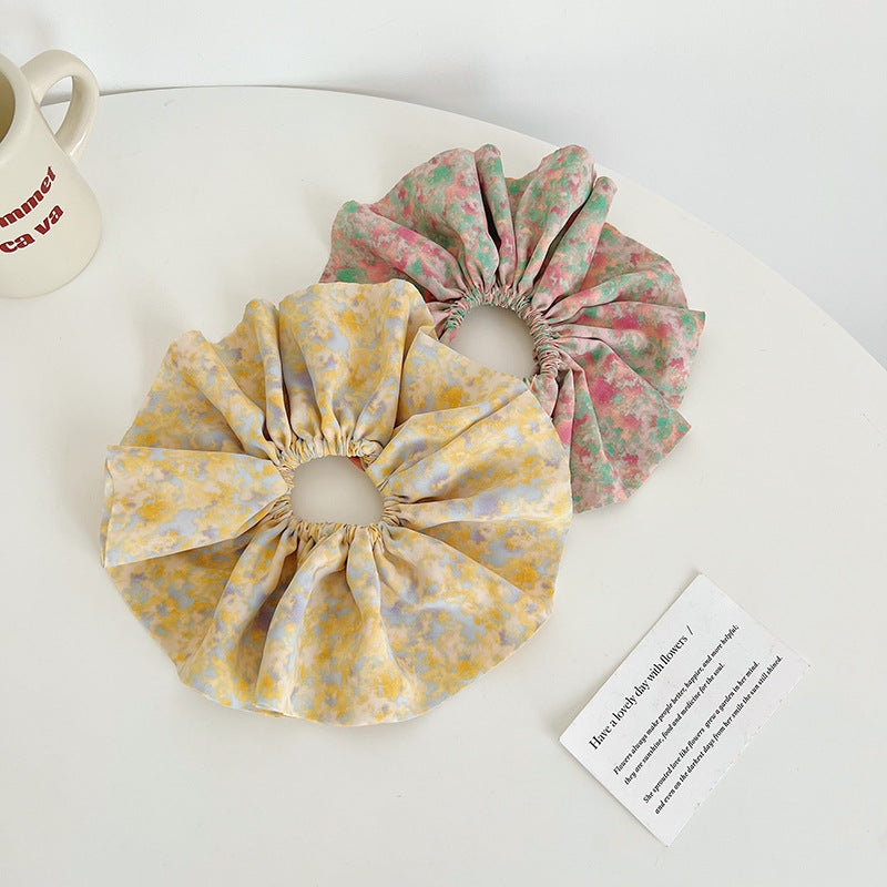 Oversize floral pleated scrunchies