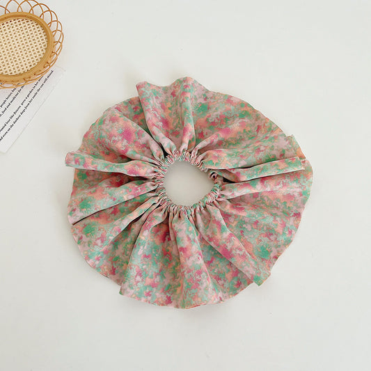 Oversize floral pleated scrunchies