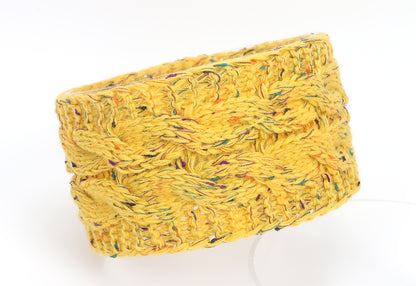Multicoloured double braids patterned knitted loop headband