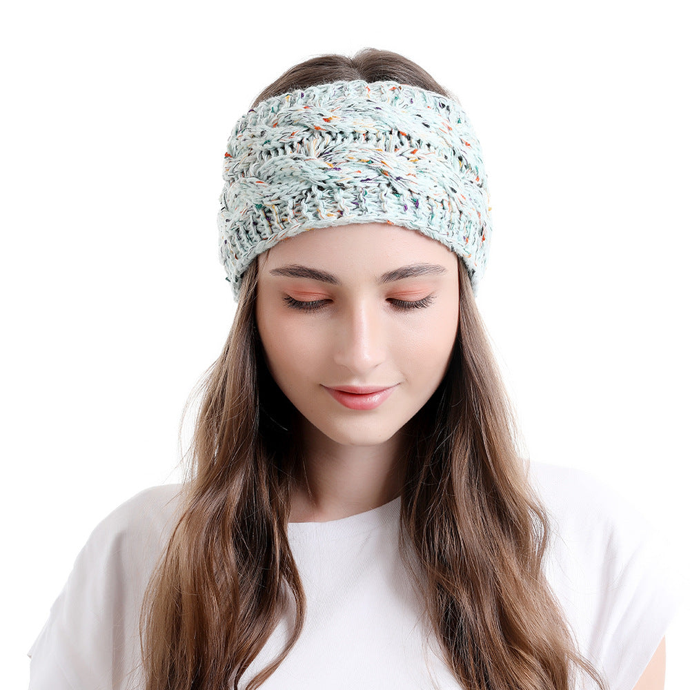 Multicoloured double braids patterned knitted loop headband
