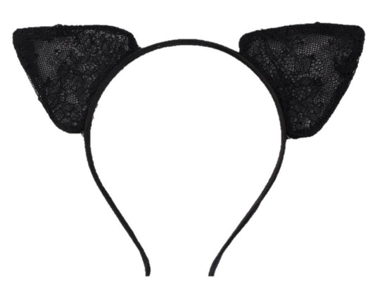 Black lace cat ears headband