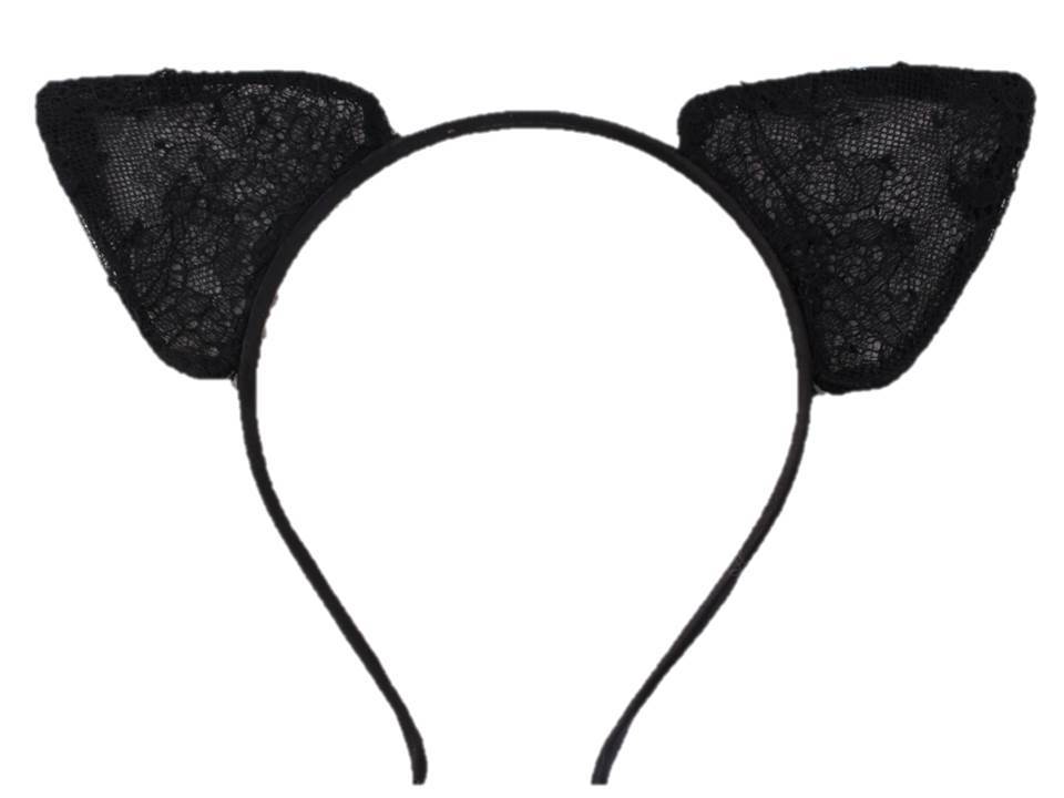 New black lace cat ears headband