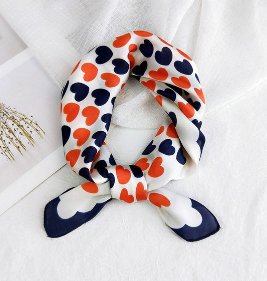 Navy Red sweet hearts square scarf