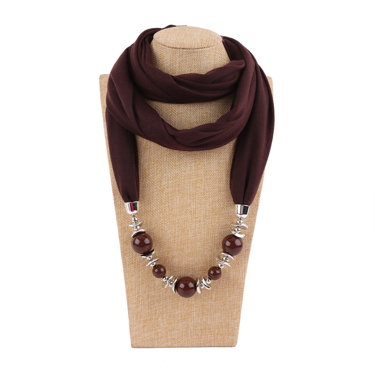 Jersey cotton infinity scarf with jewellery