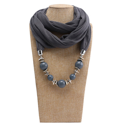 Jersey cotton infinity scarf with jewellery