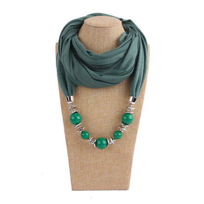 Jersey cotton infinity scarf with jewellery