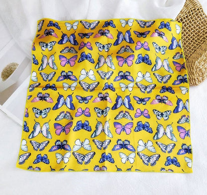 Butterflies patterned chiffon square scarf