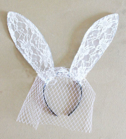 Lace bunny ears with gauze veil – MooseGirl