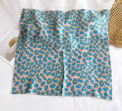 Flowers patterned chiffon square scarf