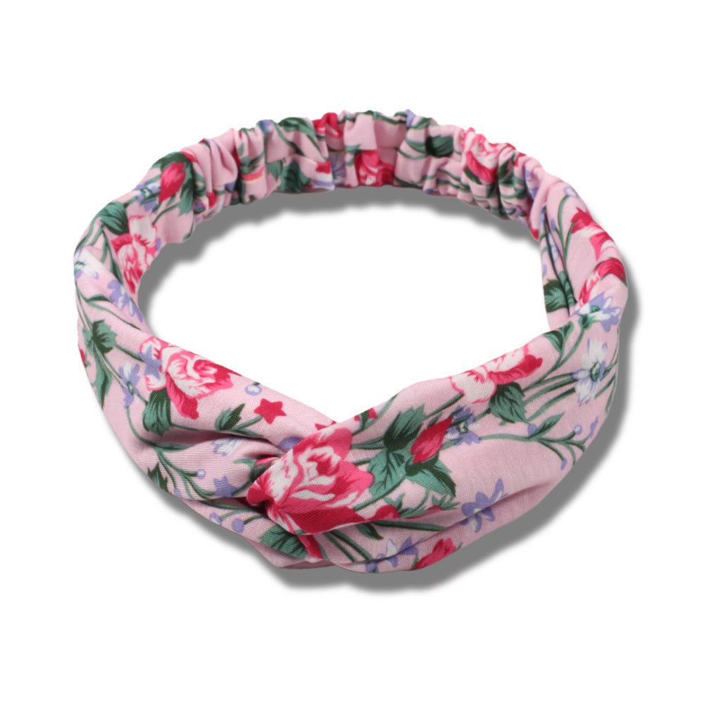 Cotton elastic head band in floral print