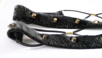 Synthetic fur with rivets elastic headband