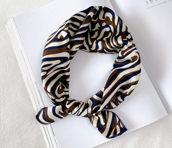Swirl zebra patterned chiffon square scarf