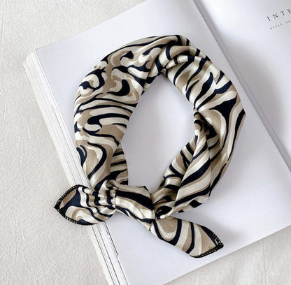 Swirl zebra patterned chiffon square scarf