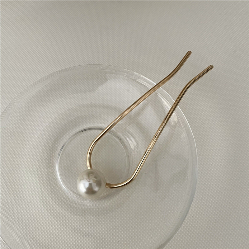 White pearl metal hair forks / French hair pin