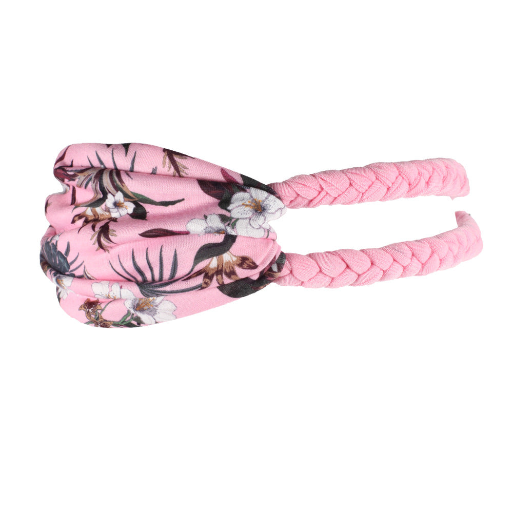 Braids and floral twist cotton elastic head band