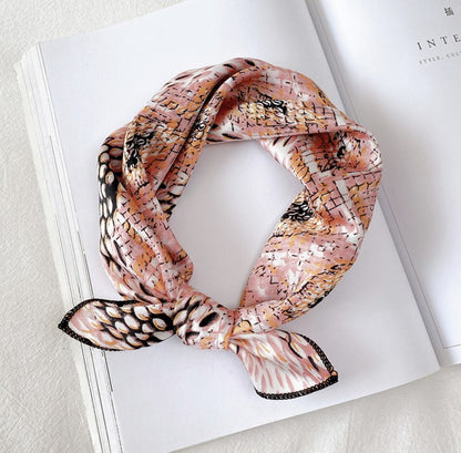 Snake skin patterned chiffon square scarf