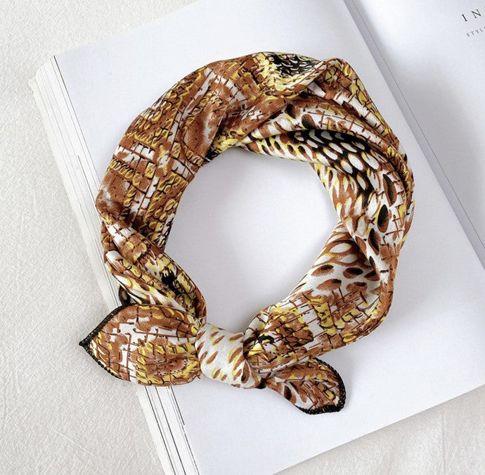 Snake skin patterned chiffon square scarf