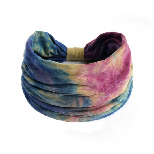 Extra-wide 2-way tie dye print bandanna hair band