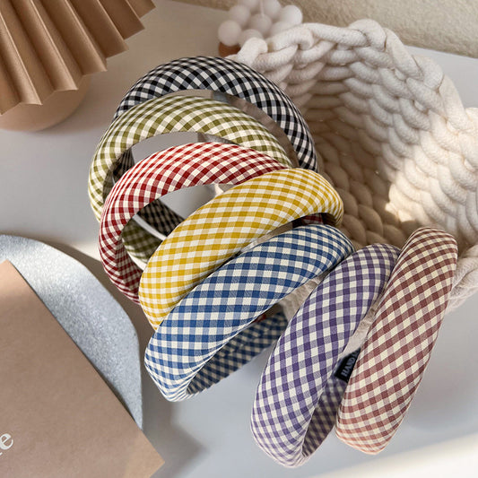 3cm wide padded gingham headband