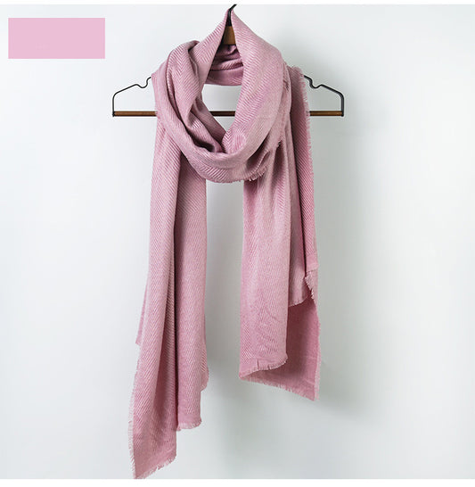 Fringe edged corrugated thick long scarf