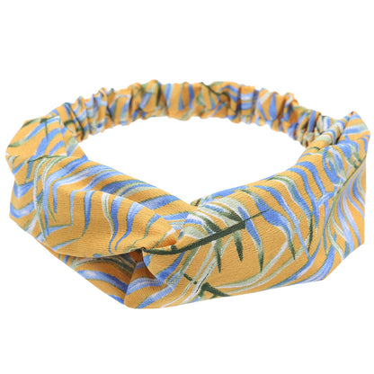 Multi-coloured leaves prints elastic headband