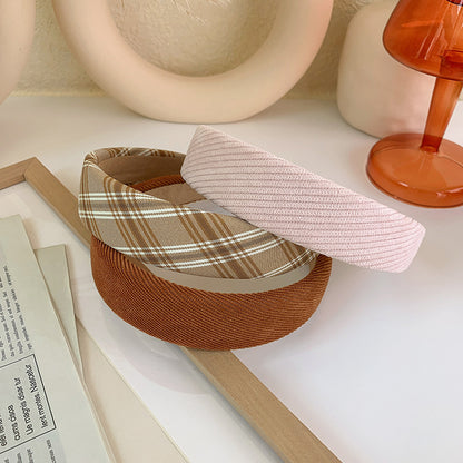 3-pack thinly padded corduroy and plaid headband