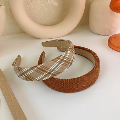 3-pack thinly padded corduroy and plaid headband